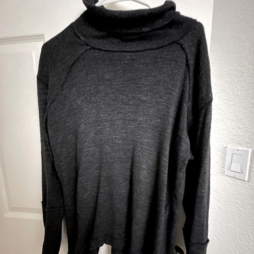 We the Free People Charcoal Split Back Turtleneck